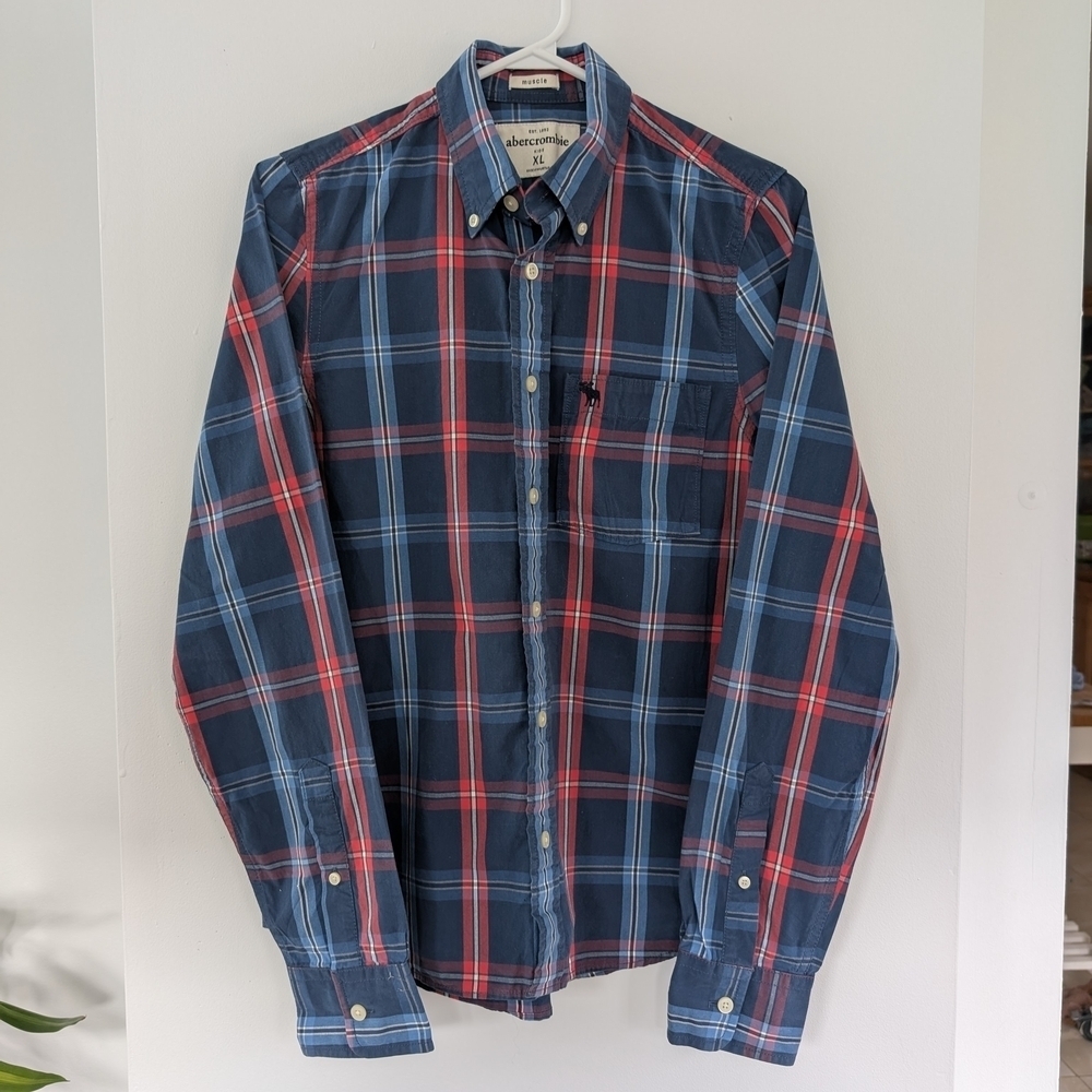 Abercrombie Boy's Blue and Red Plaid Shirt